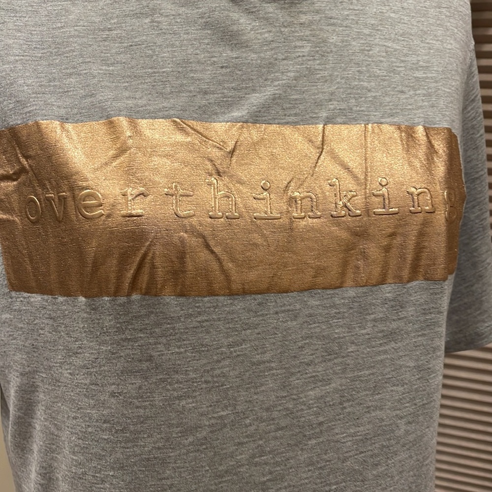Pull & Bear Super Soft “Overthinking” Metallic T-… - image 2